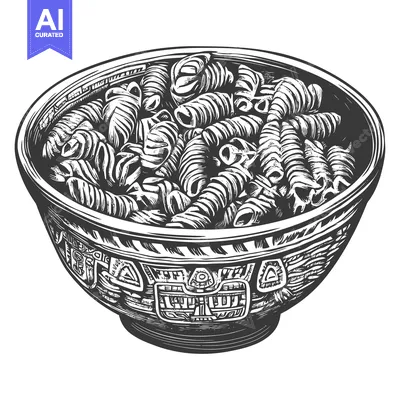 Bowl of Spiral Pasta with Intricate Design