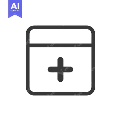 Premium design asset: Minimalist Calendar Icon with Plus Sign in Dark Gray on White Backgrou