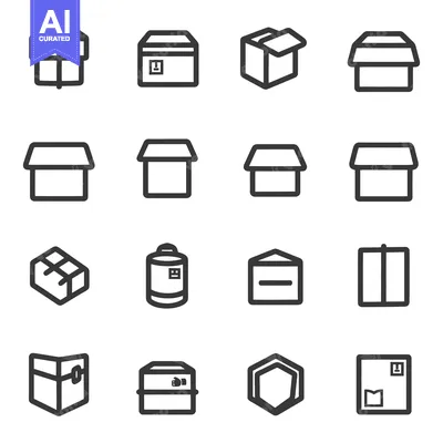 Premium design asset: Vector illustrations of various box and container outlines in style