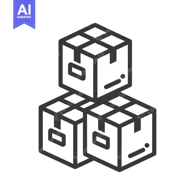 Aset premium populer: Three Stacking Cardboard Boxes Depicted Through Simple Black Lines