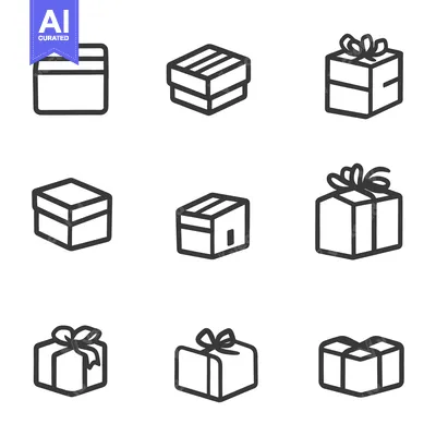 Aset desain premium: Various gift boxes and packages are displayed with bows