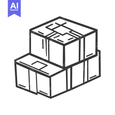 Aset desain premium: A graphic illustration depicting a stack of cardboard delivery boxes