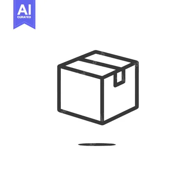 Aset desain premium: Minimalist Box Icon with Shadow, Isolated on White Background