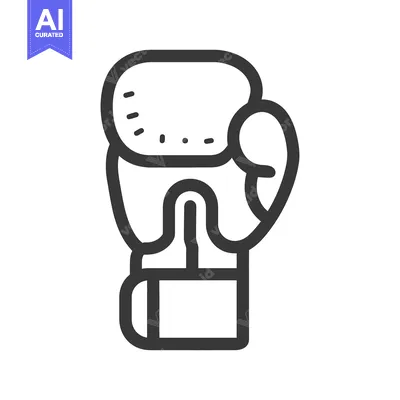 Aset desain premium: A simple black and white graphic depicting a boxing glove