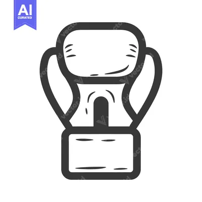 A simple graphic representation of a boxing glove in monochrome style