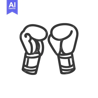 Aset desain premium: Two boxing gloves face each other in a stylized design