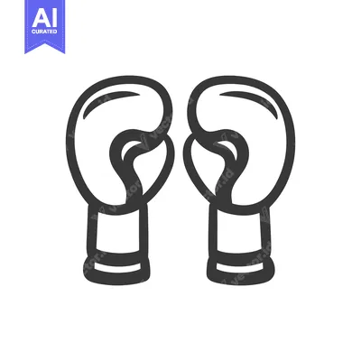 Premium design asset: Two boxing gloves depicted as a simple black and white icon