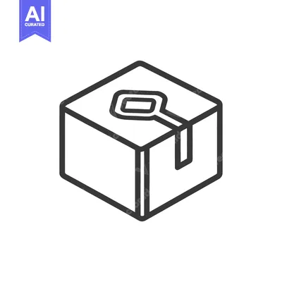 Aset desain premium: A boxed package with a closed keyhole illustration