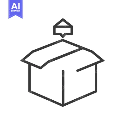 Aset premium populer: A simple black outline drawing of a cardboard box and message