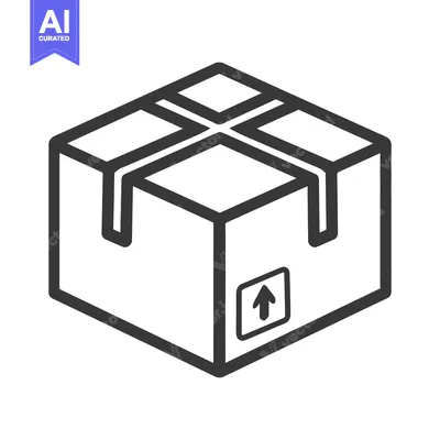 Aset desain premium: A simple isometric illustration of a cardboard shipping box