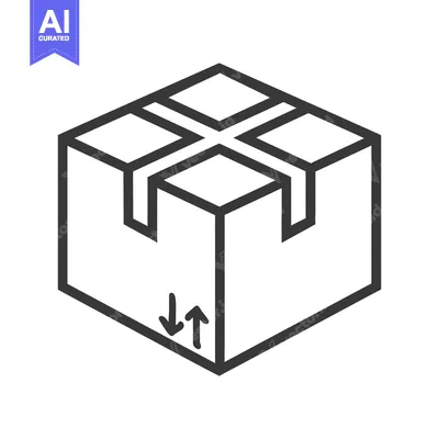 Aset desain premium: An isometric illustration of a cardboard box with directional arrows