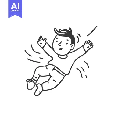 Aset desain premium: Boy Falling Through the Air with Arms Outstretched