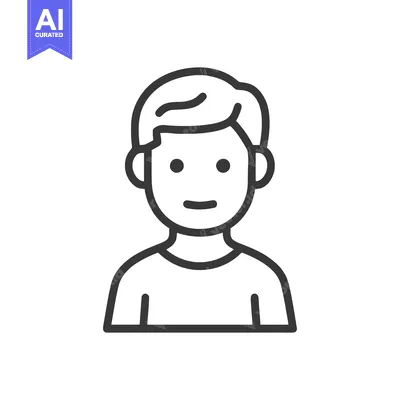 Popular premium asset: Minimalist Portrait Icon: Young Man with Short Hair and T-Shirt
