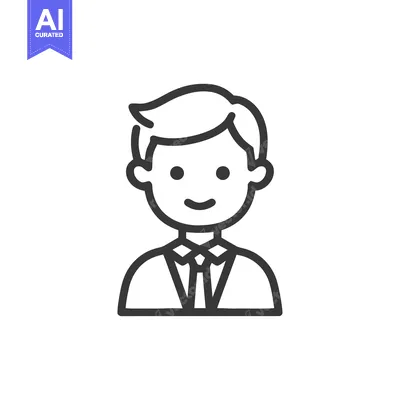 Aset desain premium: Minimalist Icon of a Young Man in Suit and Tie