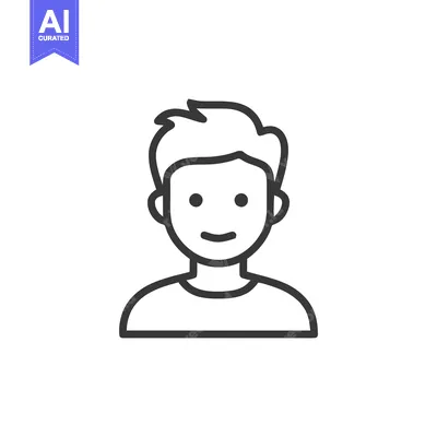 Aset premium populer: Minimalist Line Art Portrait: Smiling Man with Short Hair