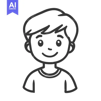 Aset premium populer: A Smiling Cartoon Depiction of a Young Human Boy
