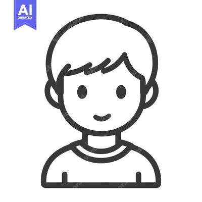 Aset premium populer: A Simple Line Drawing Representation of a Smiling Young Person