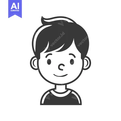 Premium design asset: A simple illustration of a young boys smiling face and torso