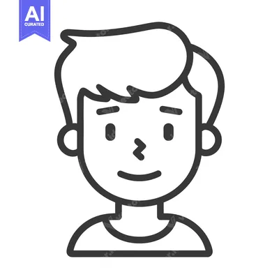 Popular premium asset: An outlined simple depiction of a young smiling male person
