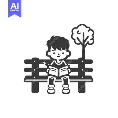 Aset premium populer: Boy Reading a Book on a Bench in a Park