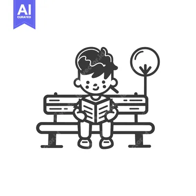 Boy Reading on a Bench Under a Tree