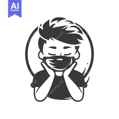 Premium design asset: Boy Wearing a Face Mask with a Circle Behind Him