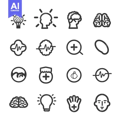 Premium design asset: Brain and Medical Icons Set in Black and White