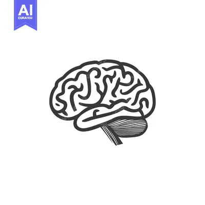 Aset premium populer: An illustrated black line drawing of a human brain profile