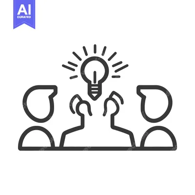 Aset desain premium: A group of people share an idea with a lightbulb