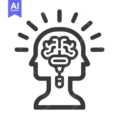 Aset premium populer: A stylized human head silhouette with radiating brain light
