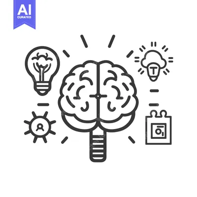 Aset premium populer: A detailed illustration depicting the processes of brain creativity an