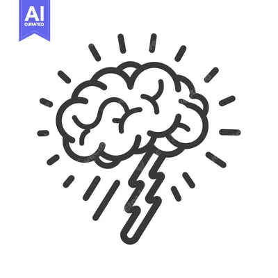 Premium design asset: An illustration featuring a brain with a lightning bolt symbol