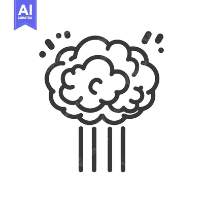 Aset premium populer: A stylized graphic illustration of a brain bursting into action