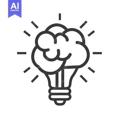 Aset desain premium: A graphical representation showing a brain inside an illuminated light