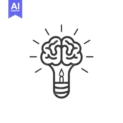 Aset desain premium: An illuminating light bulb with a brain shape and shining rays
