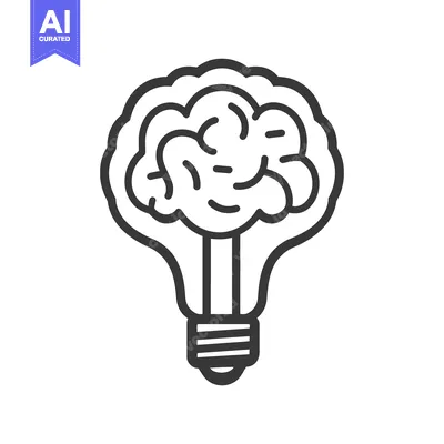 Aset premium populer: A light bulb shape encompassing a human brain illustration