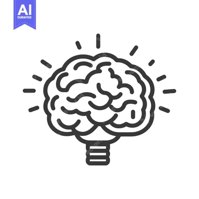 Aset premium populer: Illuminated brain icon symbolizing creative ideas and mental process