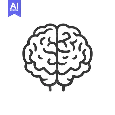 Aset premium populer: A simple monochrome line drawing representing a human brain