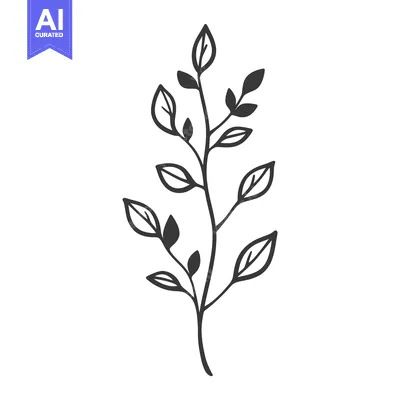 Aset premium populer: Simple and Elegant Black and White Drawing of Plant Stem