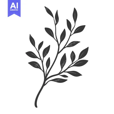 Premium design asset: A simple stylized illustration depicting a single plant branch