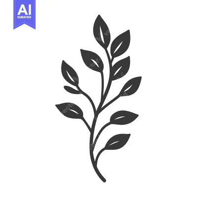 Aset desain premium: A graphic representation of a sprig of leaves on stem