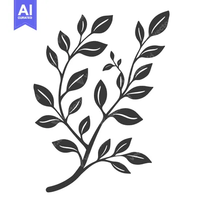 Premium design asset: A simple and elegant drawing of a leafy branch