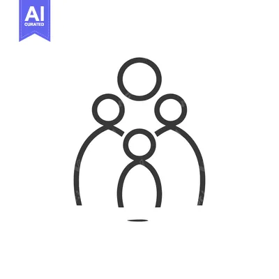 Aset premium populer: Minimalist Family Icon: Simple Line Art Depicting Unity and Togetherne