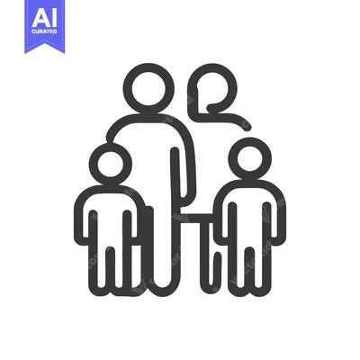 Aset desain premium: Stylized Family Icon: Two Adults and Two Children Graphic