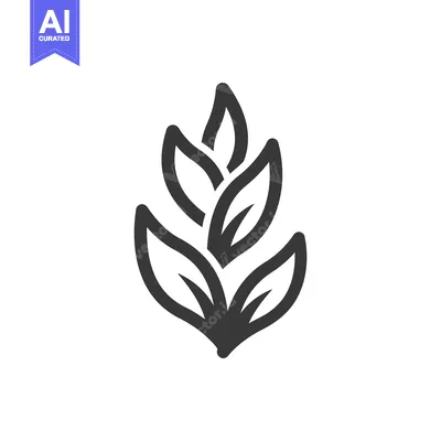 Aset desain premium: Simple illustration of a stylized plant with symmetrical leaves