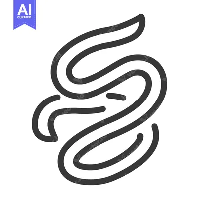 Aset desain premium: A graphic illustration of stylized winding serpentine or snake form