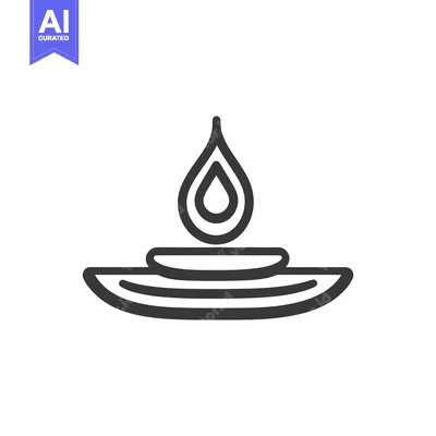 Aset desain premium: A simple stylized image of a lit oil lamp illustration