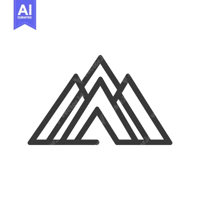 Aset desain premium: The illustration depicts a graphic representation of multiple mountain