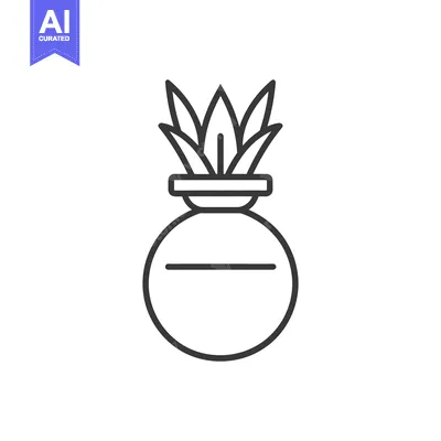 Popular premium asset: A simple line drawing of a potted indoor plant