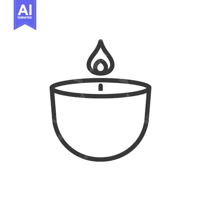 Aset desain premium: A simple outline drawing depicting a burning candle with a flame
